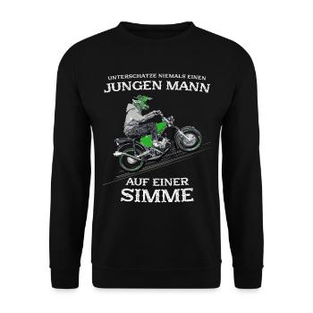 Lustiger Spruch Simsonfahrer S50 S51 Simme Moped - Unisex Pullover - Schwarz - Vorne - Alina (178cm) & Michal (187cm)