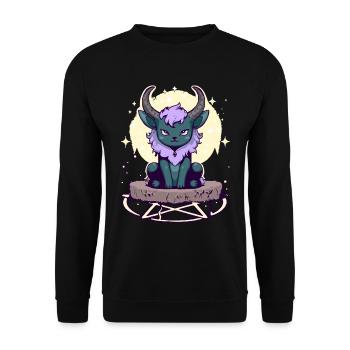 Kawaii Pastel Goth Cute Creepy Horned Cat - Unisex Sweatshirt - black - Front - Alina (178cm) & Michal (187cm)