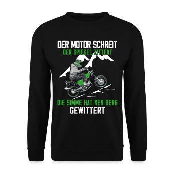 Lustiger Spruch Simsonfahrer S50 S51 Simme Moped - Unisex Pullover - Schwarz - Vorne - Alina (178cm) & Michal (187cm)