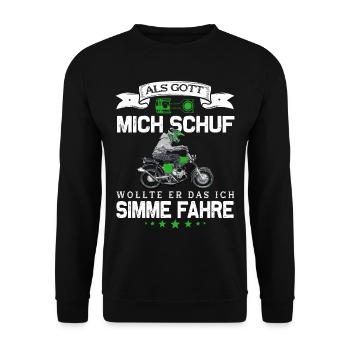 Lustiger Spruch Simsonfahrer S50 S51 Simme Moped - Unisex Pullover - Schwarz - Vorne - Alina (178cm) & Michal (187cm)