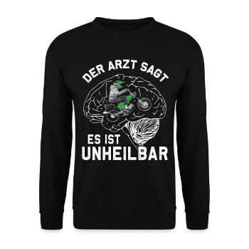 Lustiger Spruch Simsonfahrer S50 S51 Simme Moped - Unisex Pullover - Schwarz - Vorne - Alina (178cm) & Michal (187cm)