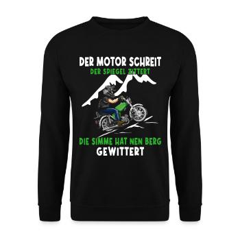 Lustiger Spruch Simsonfahrer S50 S51 Simme Moped - Unisex Pullover - Schwarz - Vorne - Alina (178cm) & Michal (187cm)