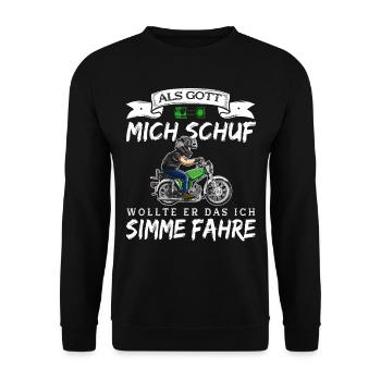 Lustiger Spruch Simsonfahrer S50 S51 Simme Moped - Unisex Pullover - Schwarz - Vorne - Alina (178cm) & Michal (187cm)
