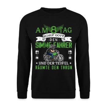 Lustiger Spruch Simsonfahrer S50 S51 Simme Moped - Unisex Pullover - Schwarz - Vorne - Alina (178cm) & Michal (187cm)