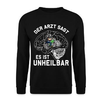 Lustiger Spruch Simsonfahrer S50 S51 Simme Moped - Unisex Pullover - Schwarz - Vorne - Alina (178cm) & Michal (187cm)