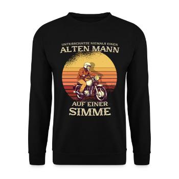 Sunset Simson Driver S50 S51 Simme Moped - Unisex Pullover - Schwarz - Vorne - Alina (178cm) & Michal (187cm)