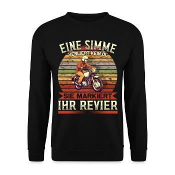 Vintage Simsonfahrer S50 S51 Simme Moped - Unisex Pullover - Schwarz - Vorne - Alina (178cm) & Michal (187cm)