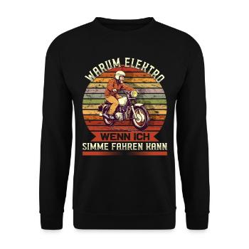 Sunset Simsonfahrer S50 S51 Simme Moped - Unisex Pullover - Schwarz - Vorne - Alina (178cm) & Michal (187cm)