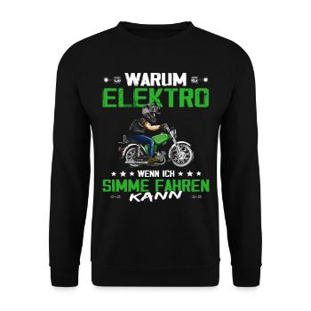 Lustiger Spruch Simsonfahrer S50 S51 Simme Moped - Unisex Pullover - Schwarz - Vorne - Alina (178cm) & Michal (187cm)