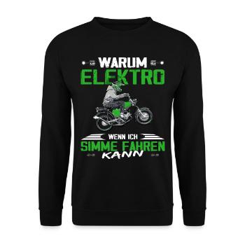 Lustiger Spruch Simsonfahrer S50 S51 Simme Moped - Unisex Pullover - Schwarz - Vorne - Alina (178cm) & Michal (187cm)
