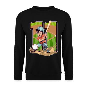Baseball Birthday - 11 years old boy - 11. - Unisex Sweatshirt - black - Front - Alina (178cm) & Michal (187cm)