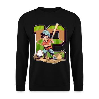 Anniversaire de baseball - garçon de 12 ans - 12. - Sweat-shirt Unisexe - noir - Devant - Alina (178cm) & Michal (187cm)