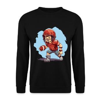 American Football Spielender Junge - Kids - Unisex Pullover - Schwarz - Vorne - Alina (178cm) & Michal (187cm)
