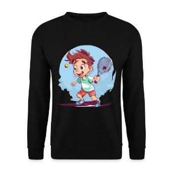 Tennis Playing Boy - Children's Tennis - Unisex Sweatshirt - black - Front - Alina (178cm) & Michal (187cm)