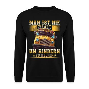 Schulbuswärter - Schulbusfahrer - Unisex Pullover - Schwarz - Vorne - Alina (178cm) & Michal (187cm)