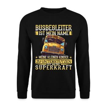 Schulbuswärter - Schulbusfahrer - Unisex Pullover - Schwarz - Vorne - Alina (178cm) & Michal (187cm)