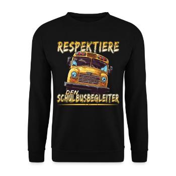 Schulbuswärter - Schulbusfahrer - Unisex Pullover - Schwarz - Vorne - Alina (178cm) & Michal (187cm)