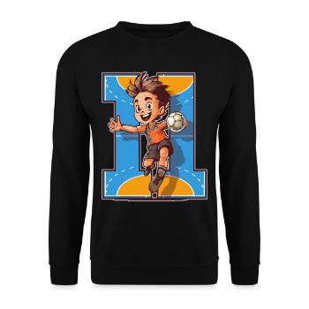 Handball Birthday - 11 years old boy - 11. - Unisex Sweatshirt - black - Front - Alina (178cm) & Michal (187cm)