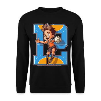 Handball Birthday - 12 years old boy - 12. - Unisex Sweatshirt - black - Front - Alina (178cm) & Michal (187cm)