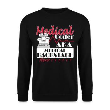 Assistant médical - Codeur médical - Sweat-shirt Unisexe - noir - Devant - Alina (178cm) & Michal (187cm)