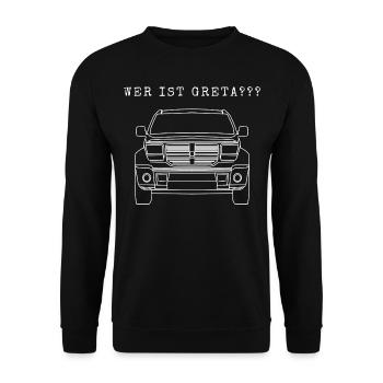 Wer ist Greta - Unisex Pullover - Schwarz - Vorne - Alina (178cm) & Michal (187cm)