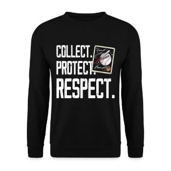 "Collect - Protect - Respect" sports card collector - Unisex Sweatshirt - black - Front - Alina (178cm) & Michal (187cm)