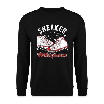 "Sneaker Whisperer" Sneaker -Sammler -Sneaker - Unisex Pullover - Schwarz - Vorne - Alina (178cm) & Michal (187cm)