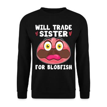 Costume de Blobfish - Visage de poisson Blob laid - - Sweat-shirt Unisexe - noir - Devant - Alina (178cm) & Michal (187cm)