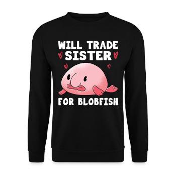 Costume de Blobfish - Visage de poisson Blob laid - - Sweat-shirt Unisexe - noir - Devant - Alina (178cm) & Michal (187cm)