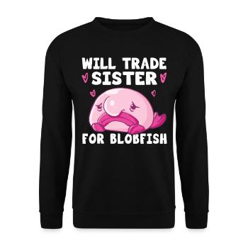 Costume de Blobfish - Visage de poisson Blob laid - - Sweat-shirt Unisexe - noir - Devant - Alina (178cm) & Michal (187cm)
