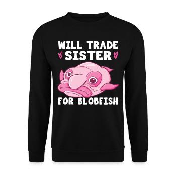 Blobfish Kostüm - Hässliches Blob Fischgesicht - - Unisex Pullover - Schwarz - Vorne - Alina (178cm) & Michal (187cm)