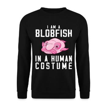 Costume de Blobfish - Visage de poisson Blob laid - - Sweat-shirt Unisexe - noir - Devant - Alina (178cm) & Michal (187cm)