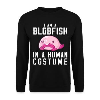 Costume de Blobfish - Visage de poisson Blob laid - - Sweat-shirt Unisexe - noir - Devant - Alina (178cm) & Michal (187cm)