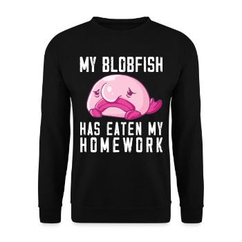 Costume de Blobfish - Visage de poisson Blob laid - - Sweat-shirt Unisexe - noir - Devant - Alina (178cm) & Michal (187cm)