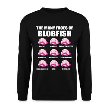 Costume de Blobfish - Visage de poisson Blob laid - - Sweat-shirt Unisexe - noir - Devant - Alina (178cm) & Michal (187cm)