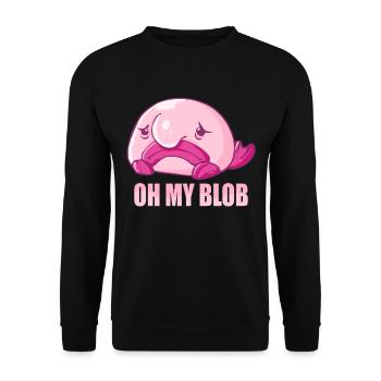 Costume de Blobfish - Visage de poisson Blob laid - - Sweat-shirt Unisexe - noir - Devant - Alina (178cm) & Michal (187cm)