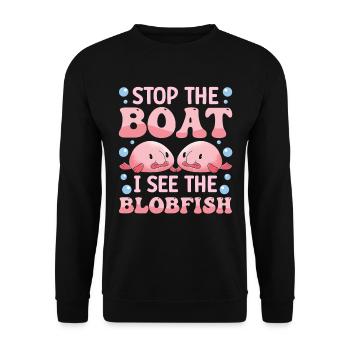 Costume de Blobfish - Visage de poisson Blob laid - - Sweat-shirt Unisexe - noir - Devant - Alina (178cm) & Michal (187cm)
