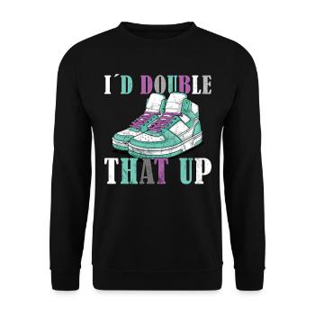 Lustiger Sneaker -Sammler - Turnschuhe - Unisex Pullover - Schwarz - Vorne - Alina (178cm) & Michal (187cm)