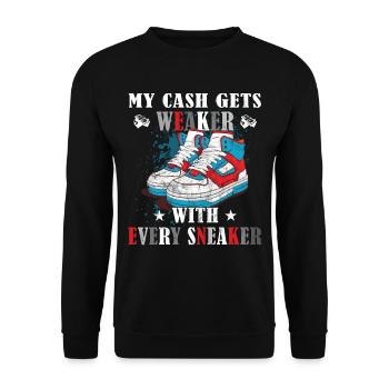Lustiger Sneaker -Sammler - Turnschuhe - Unisex Pullover - Schwarz - Vorne - Alina (178cm) & Michal (187cm)