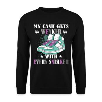 Lustiger Sneaker -Sammler - Turnschuhe - Unisex Pullover - Schwarz - Vorne - Alina (178cm) & Michal (187cm)