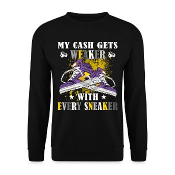 Lustiger Sneaker -Sammler - Turnschuhe - Unisex Pullover - Schwarz - Vorne - Alina (178cm) & Michal (187cm)