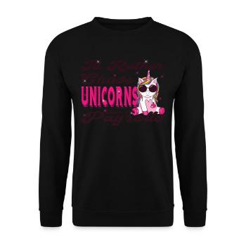 Ich Würde Lieber Einhörner Jagen Als - Unisex Pullover - Schwarz - Vorne - Alina (178cm) & Michal (187cm)