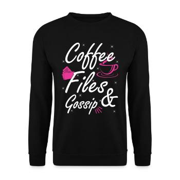 Kaffee, Akten Und Klatsch - HR -Offizier - Unisex Pullover - Schwarz - Vorne - Alina (178cm) & Michal (187cm)
