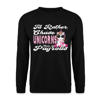 Ich Würde Lieber Einhörner Jagen Als - Unisex Pullover - Schwarz - Vorne - Alina (178cm) & Michal (187cm)