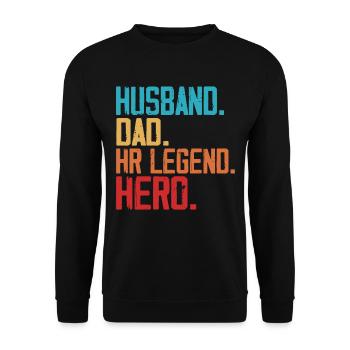 Ehemann. Papa. HR -Legende. Held. - HR Manager - Unisex Pullover - Schwarz - Vorne - Alina (178cm) & Michal (187cm)