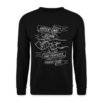 Vater und sohn das perfekte chaos team - - Unisex Pullover - Schwarz - Vorne - Alina (178cm) & Michal (187cm)