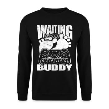 En attendant mon copain de jeu - Expectant Father - - Sweat-shirt Unisexe - noir - Devant - Alina (178cm) & Michal (187cm)
