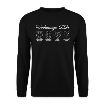 Vorhersage 2024 Werdende Eltern Babybauch - Unisex Pullover - Schwarz - Vorne - Alina (178cm) & Michal (187cm)