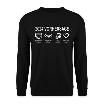 Vorhersage 2024 Werdende Eltern Babybauch - Unisex Pullover - Schwarz - Vorne - Alina (178cm) & Michal (187cm)