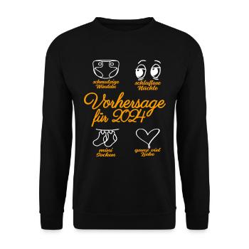 Werdende Eltern 2024 Babybauch Vorhersage - Unisex Pullover - Schwarz - Vorne - Alina (178cm) & Michal (187cm)